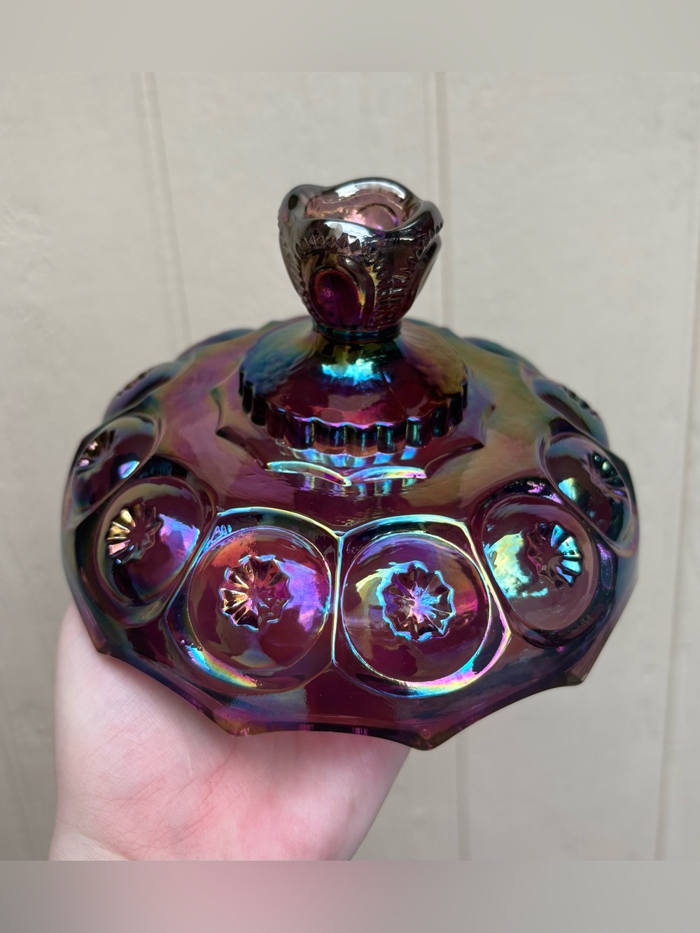 Weishar Moon and Stars Plum Carnival Lid New